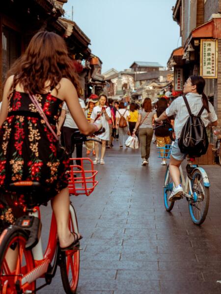 Girl on bike.