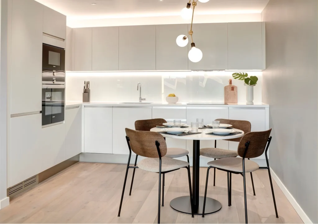 Modern kitchen and dining room