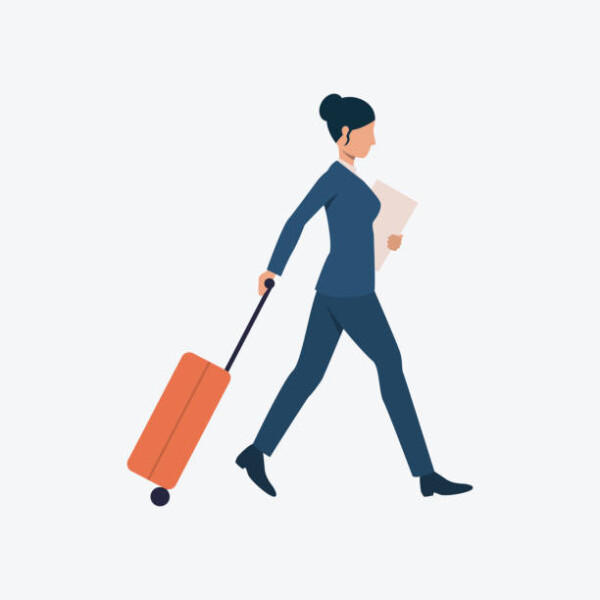 woman walking with briefcase