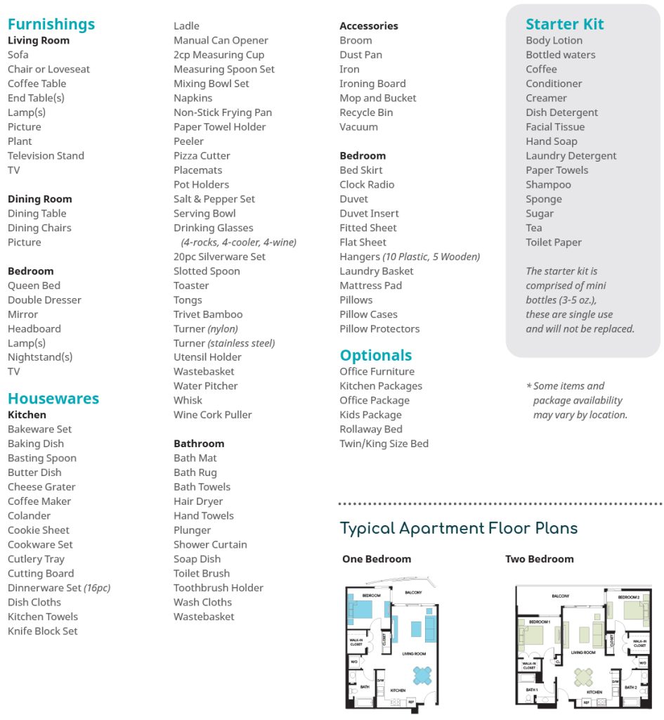 What's included in your Typical Synergy Sapartment