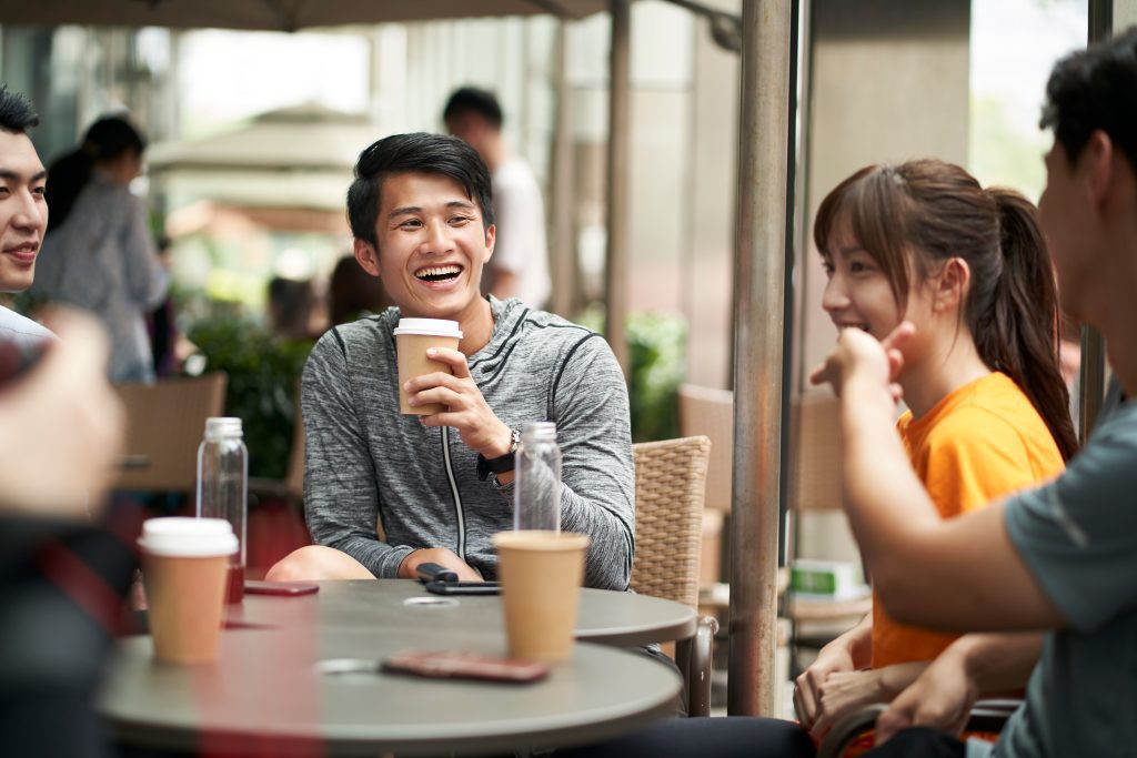 People drinking coffee.