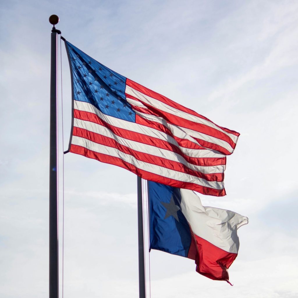 Texas and American Flags