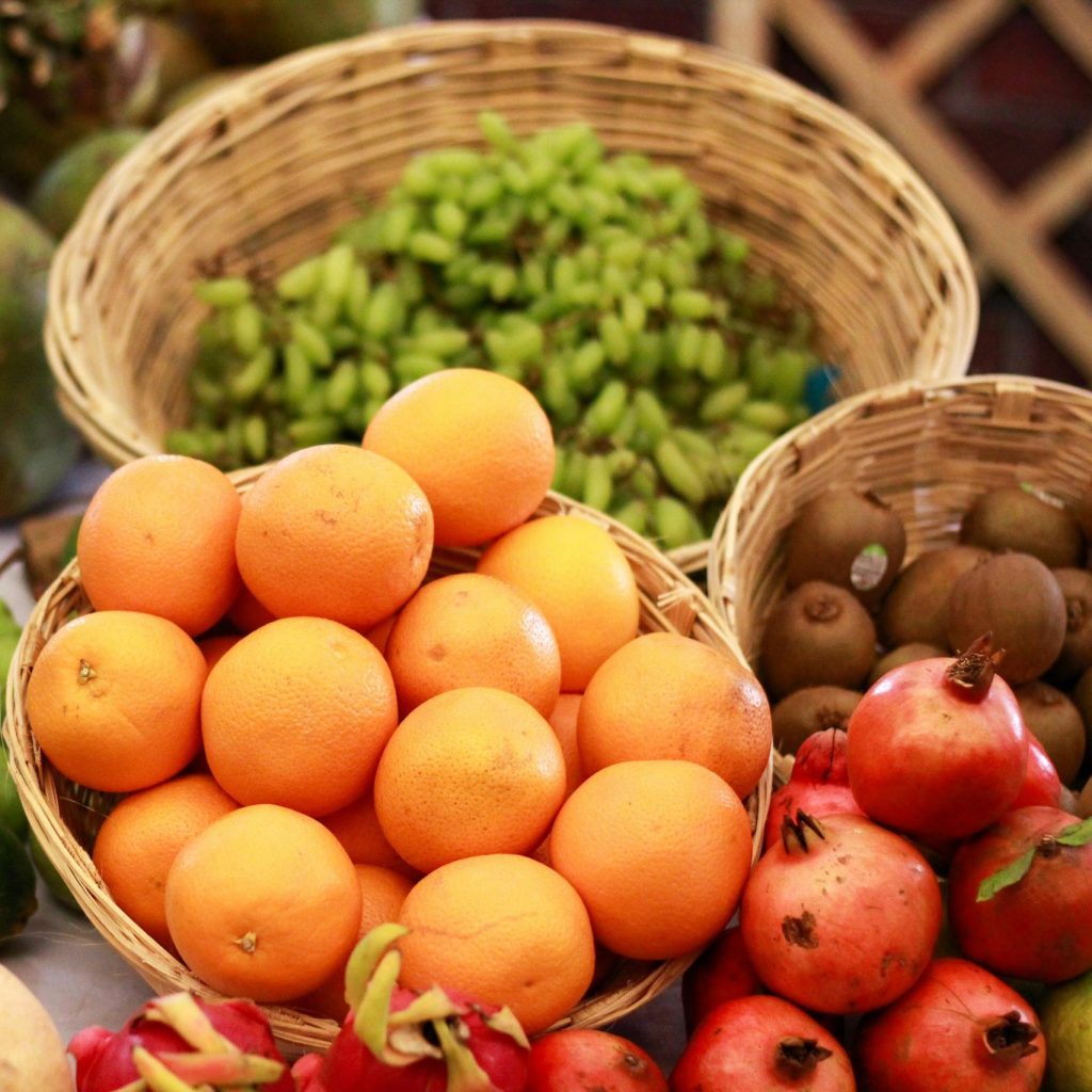 Food market in India selling fresh produce.