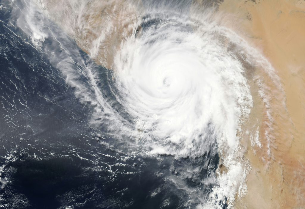 Hurricane formation form satellite view.