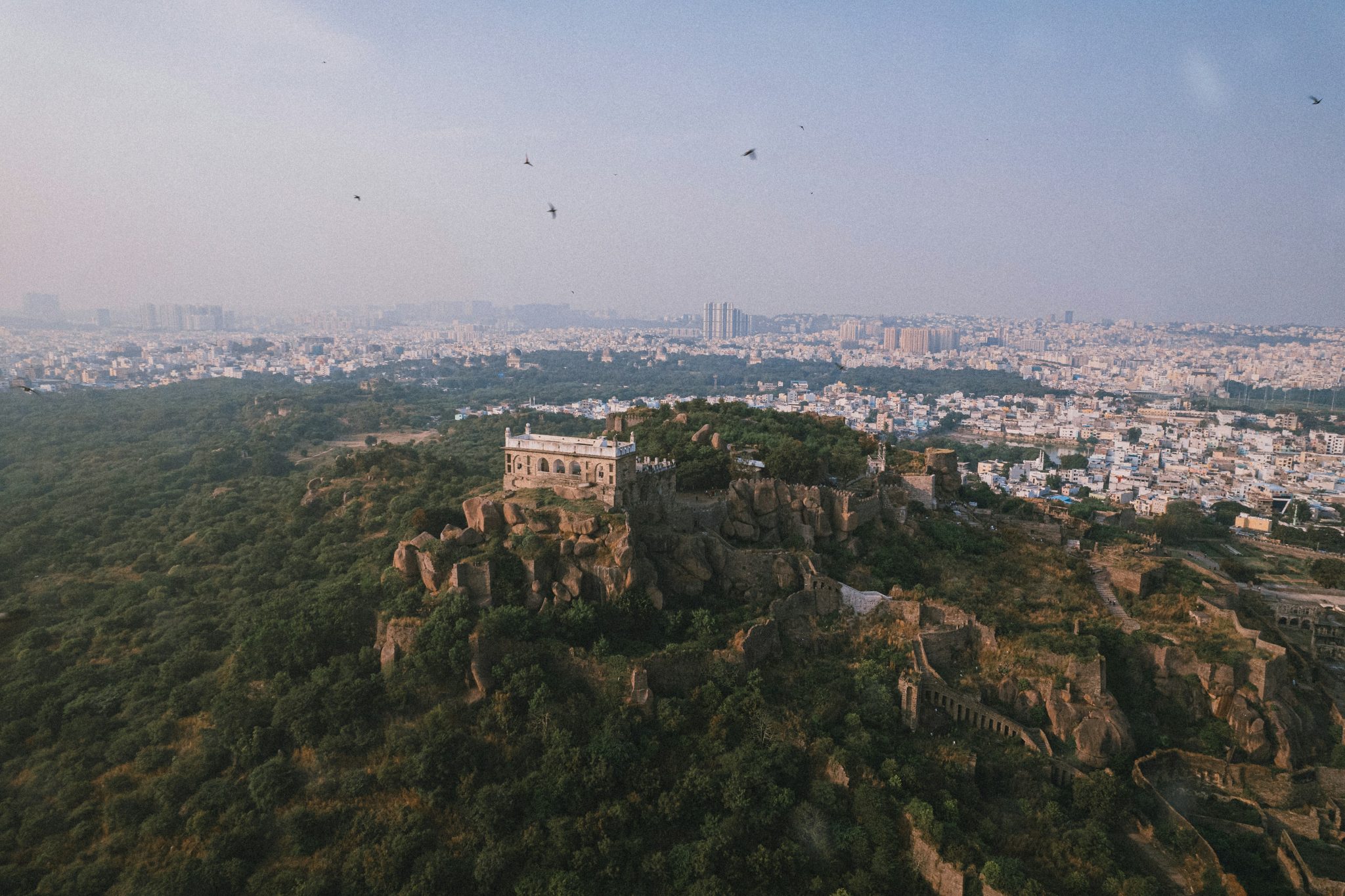 Birds eye view of old and new Hyderabad.