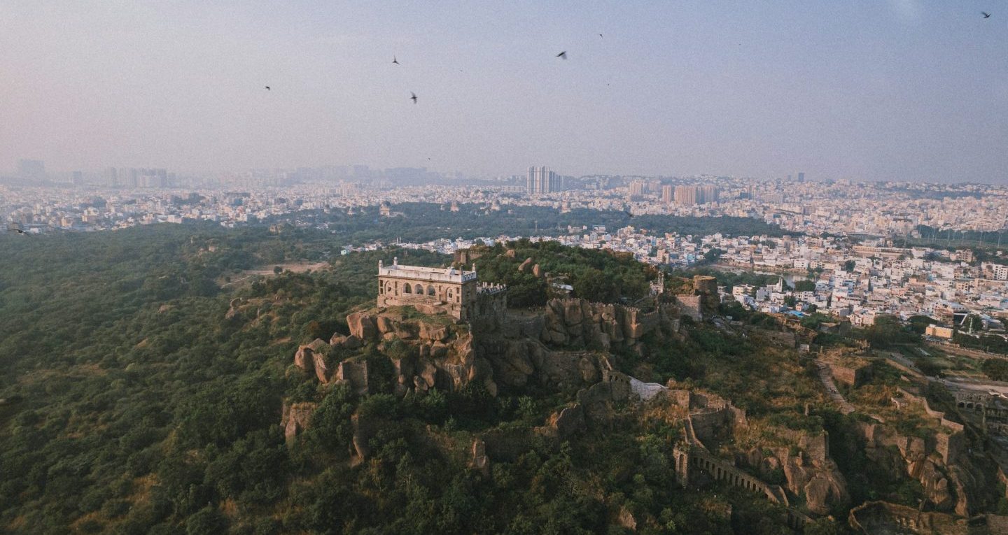 Birds eye view of old and new Hyderabad.