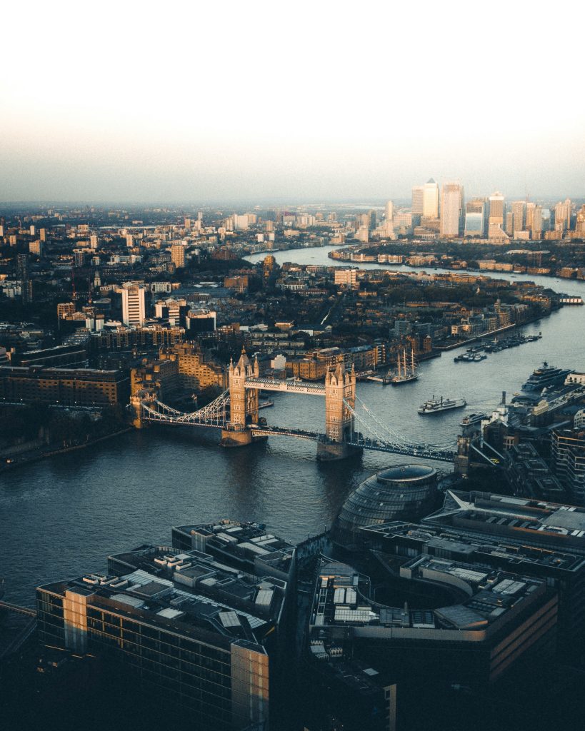 Arial photo of the London Bridge.