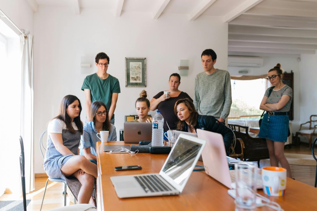 Interns working together